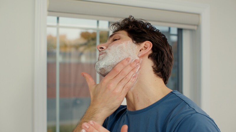 Man Lathering For Shave